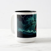 Beker "Groeten uit de afgrond" Tweekleurige Koffiemok (Voorkant links)