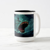 Beker "Groeten uit de afgrond" Tweekleurige Koffiemok (Voorkant rechts)