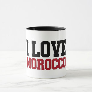 Beker I Love Morocco typografie rood en zwart Mok