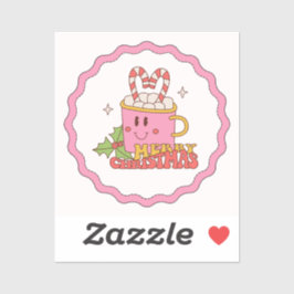 Beker kaarsen vrolijk kerstfeest sticker