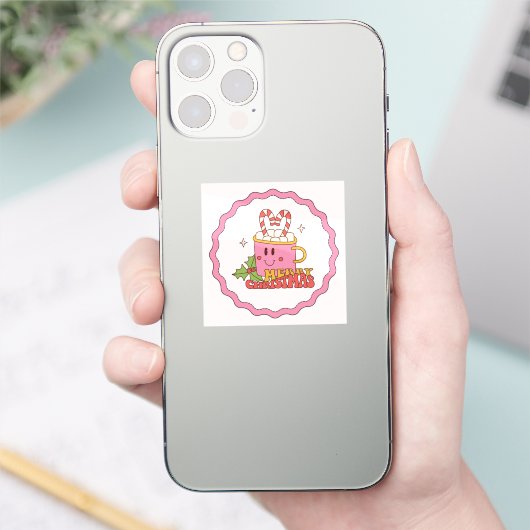 Beker kaarsen vrolijk kerstfeest sticker (Telefoon)