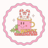 Beker kaarsen vrolijk kerstfeest sticker (Voorkant)