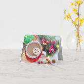 Beker Kerstcacao met Sneeuwmannenmarshmallow Kaart (Gele Bloem)