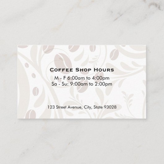 Beker Koffie Stomen Zakelijke Kaart Visitekaartje (Achterkant)