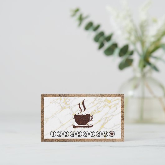 Beker koffiebonen | ponskaart visitekaartje (Staand voorkant)