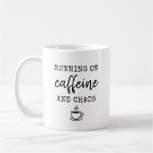 Beker 'Lopen op cafeïne en chaos' Koffiemok (Links)