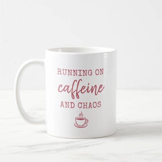 Beker 'Lopen op cafeïne en chaos' Koffiemok (Links)