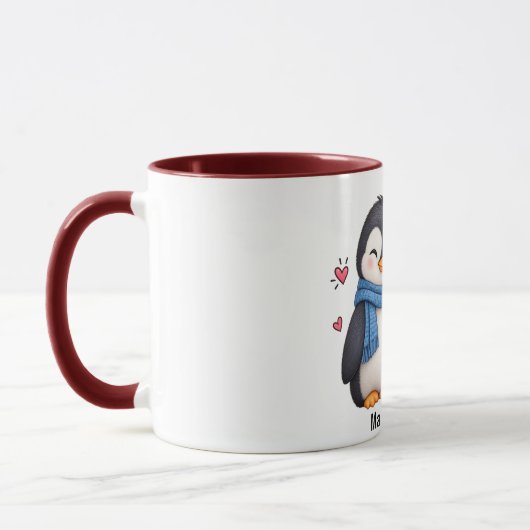 Beker met Aangepaste Naam Pinguïn Koppel Mok (Links)