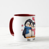 Beker met Aangepaste Naam Pinguïn Koppel Mok (Voorkant links)