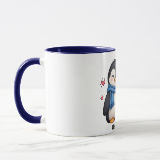 Beker met Aangepaste Naam Pinguïn Koppel Mok