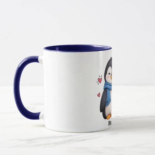 Beker met Aangepaste Naam Pinguïn Koppel  Mok (Links)