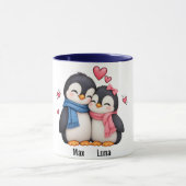 Beker met Aangepaste Naam Pinguïn Koppel  Mok (Midden)