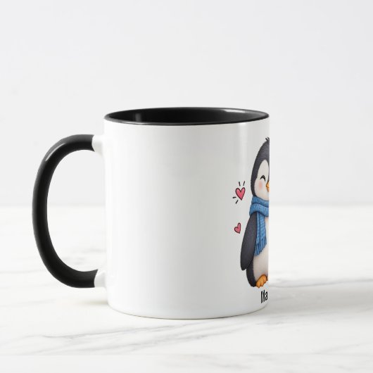 Beker met Aangepaste Naam Pinguïn Koppel Mok (Links)
