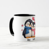 Beker met Aangepaste Naam Pinguïn Koppel Mok (Voorkant links)
