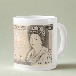 Beker met afbeelding van een £10 biljet uit 1975   grote koffiekop