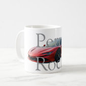 Beker met auto met eigen naam koffiemok (Voorkant links)