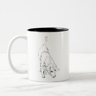 Beker met Beagle – Met de hand getekende inkt hond Tweekleurige Koffiemok