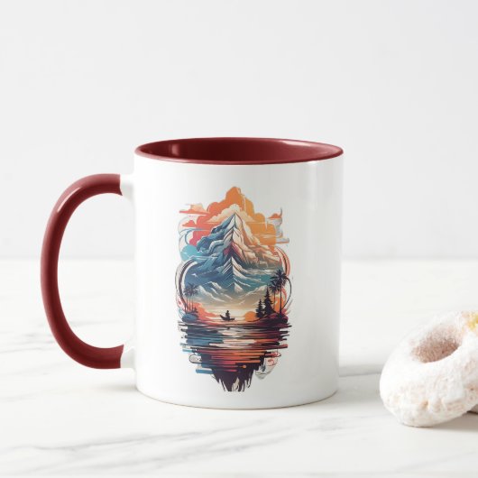 Beker met bergreflecties mok (Met donut)