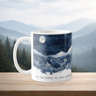 Beker met Bijbeltekst Sneeuwberg Romeinen 12:10 Koffiemok