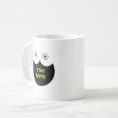 Beker met blijf veilig-boodschap koffiemok (Voorkant links)