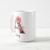 Beker met bloemen monogram initiaal naam, op maat  koffiemok (Voorkant links)