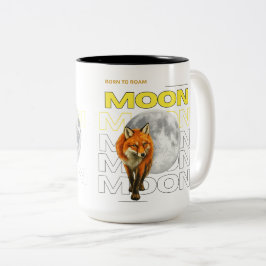 Beker met 'Born to Roam' vos en maan Tweekleurige Koffiemok