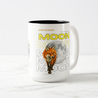 Beker met 'Born to Roam' vos en maan Tweekleurige Koffiemok