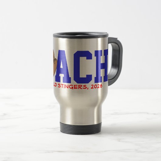 Beker met cadeau voor honkbalcoach reisbeker (Voorkant rechts)
