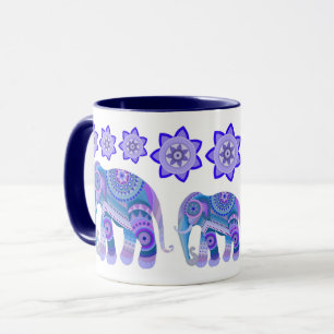 Beker met coole olifanten en bloemen mok