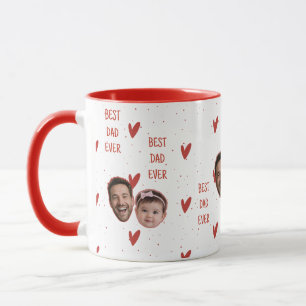 Beker met eigen foto en hartpatroon voor Vaderdag Mok