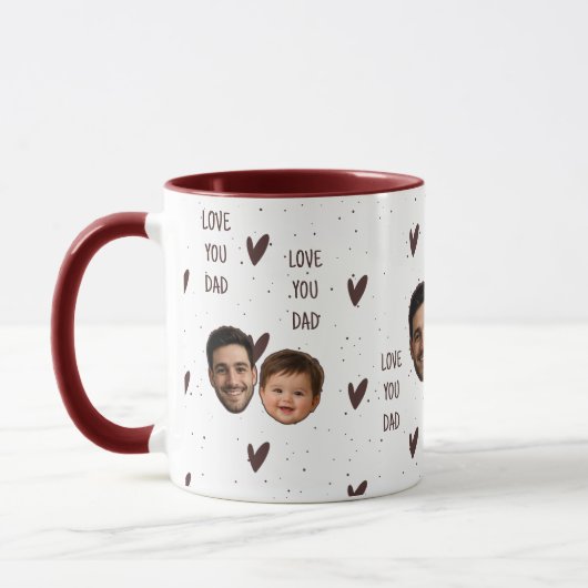 Beker met eigen foto en hartpatroon voor Vaderdag Mok (Links)