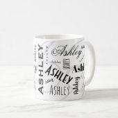 Beker met eigen naam Ashlley zwart wit Koffiemok (Voorkant rechts)