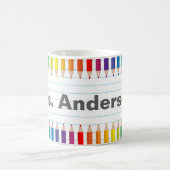 Beker met eigen naam docent kleurpotloden koffiemok (Center)