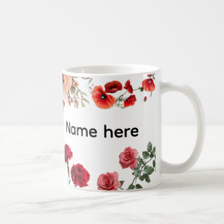 Beker met eigen naam en bloemen koffiemok