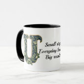 Beker met eigen naam en groen bladmonogram  mok (Voorkant links)