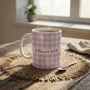 Beker met eigen naam en leuk geruit motief voor va koffiemok