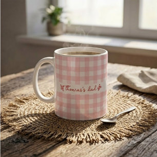 Beker met eigen naam en leuk geruit motief voor va koffiemok