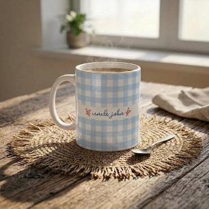 Beker met eigen naam en leuk gingham motief voor v koffiemok