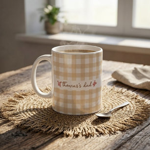 Beker met eigen naam en leuke gingham patroon voor koffiemok