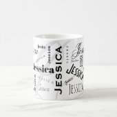 Beker met eigen naam Jessica Zwart Wit Koffiemok (Center)