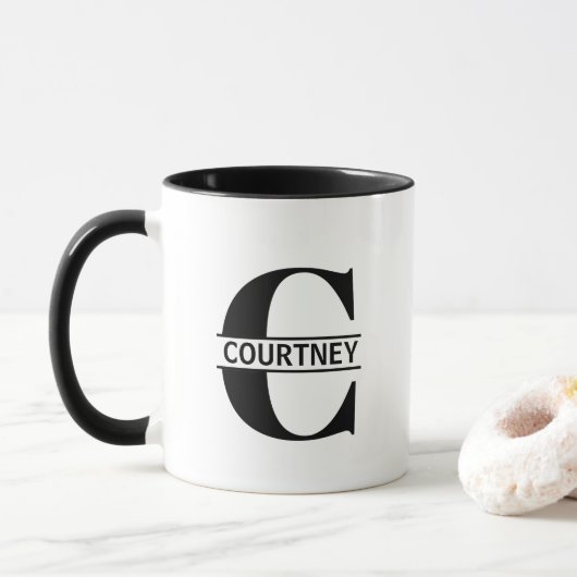 Beker met eigen naam letter 'C' Mok (Met donut)