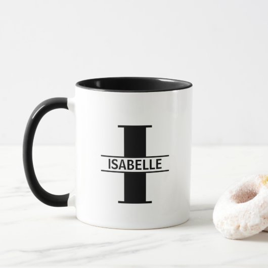 Beker met eigen naam letter 'I' Mok (Met donut)
