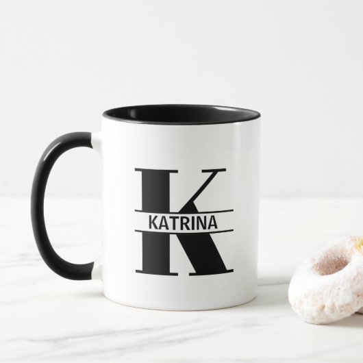 Beker met eigen naam Letter 'K' Mok (Met donut)