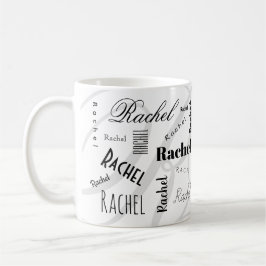 Beker met eigen naam Rachel Zwart Wit Koffiemok