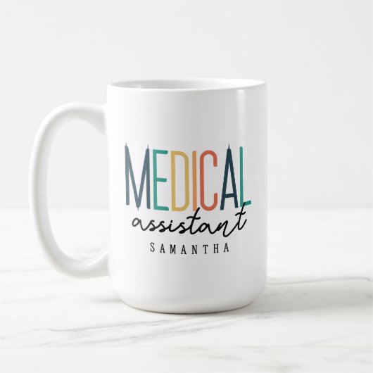 Beker met eigen naam voor medisch assistent, afstu koffiemok (Links)