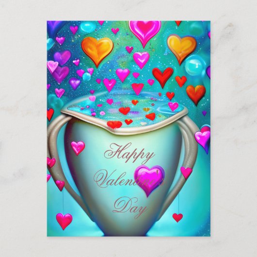 Beker met hart valentijn briefkaart (Voorkant)