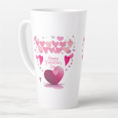 Beker met hartpatroon en Happy Valentine's Day-tek Latte Mok (Linkerhoek)