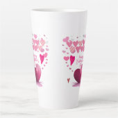 Beker met hartpatroon en Happy Valentine's Day-tek Latte Mok (Voorkant)