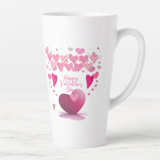 Beker met hartpatroon en Happy Valentine's Day-tek Latte Mok