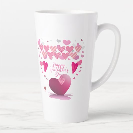 Beker met hartpatroon en Happy Valentine's Day-tek Latte Mok (Rechts)